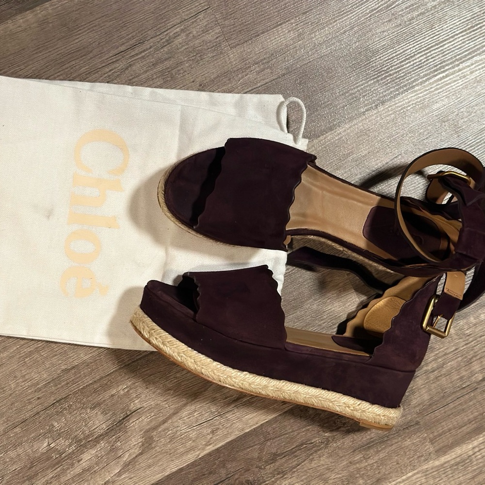 CHLOE Authentic Suede Wedge Espadrilles 💃🏻🌹🍷 - Picture 15 of 17